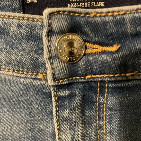 Hollister Patchwork Flare Jeans - Blue good condition 7/10 - Picture 3 of 9
